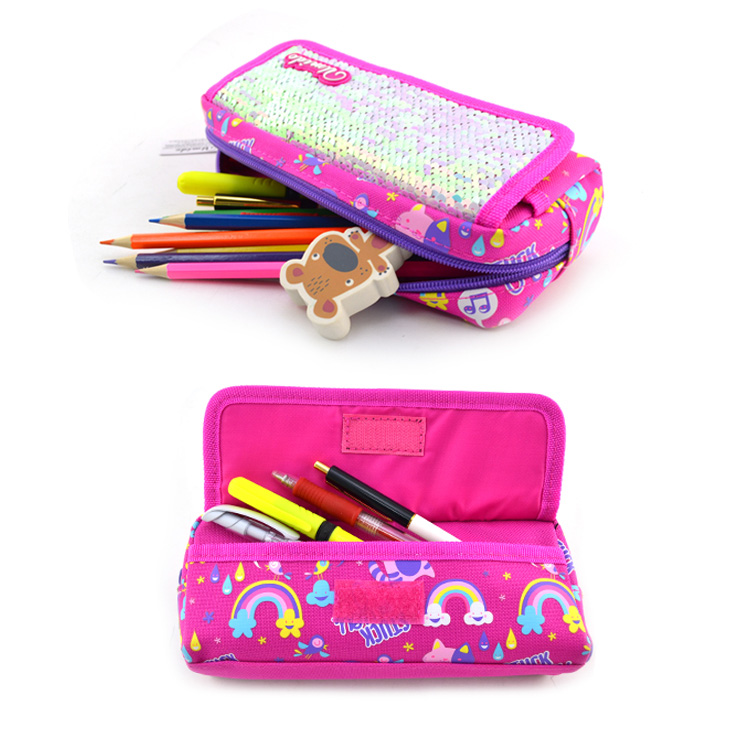 Mga Sequin Polyester Cartoon Zipper Pencil Bag