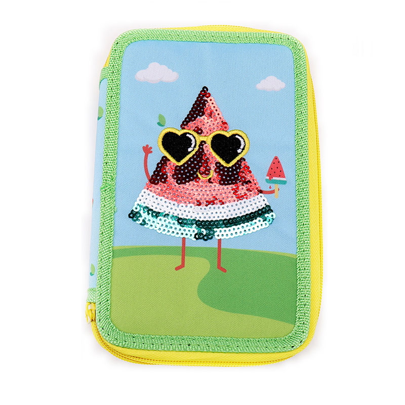 Watermelon Pencil Bag na may Smooth 5# Resin Double Zippers